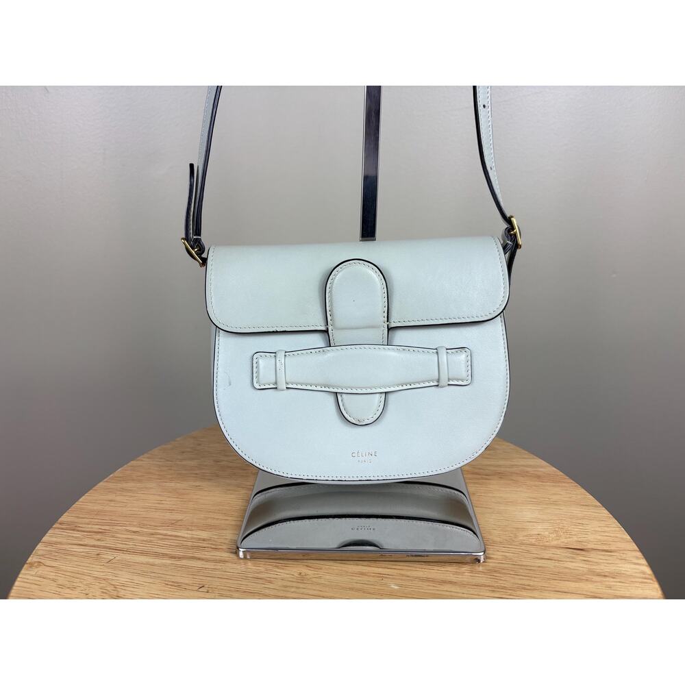 Authentic Celine Mini Symmetrical Crossbody Bag White Leather